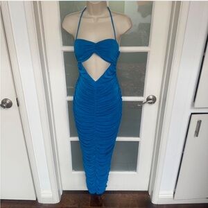 Chic Backless Blue Dress S